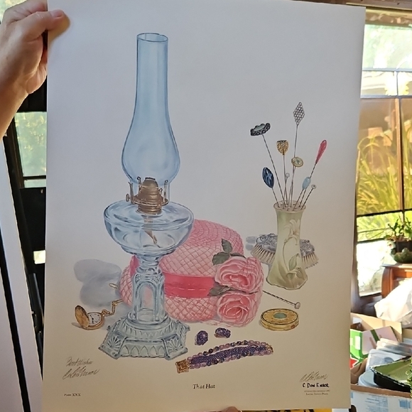 C Don Ensor 1982 Limited Edition Vintage Art Print with Pink and Blue Accents